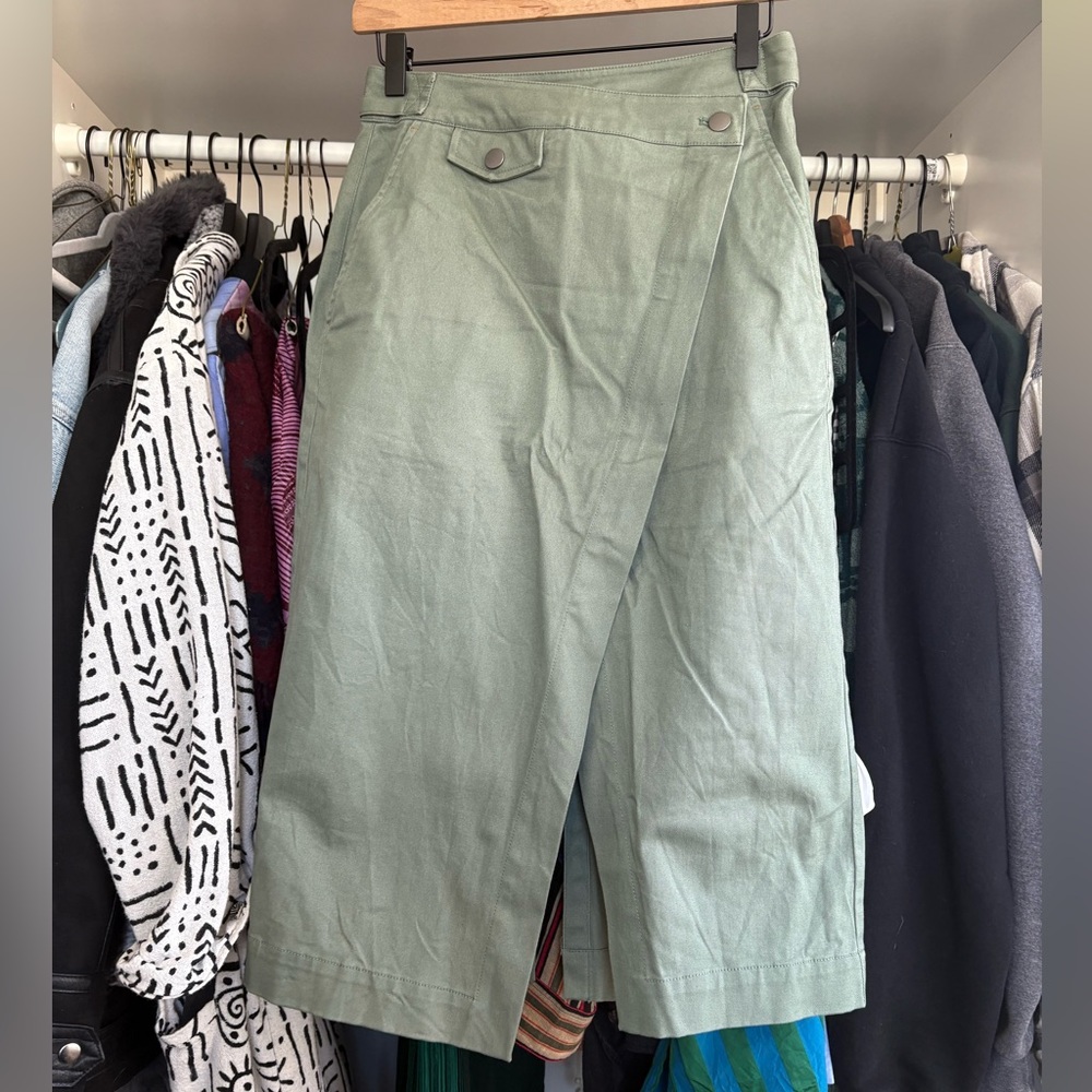 WildFang sage green essential utility wrap skirt